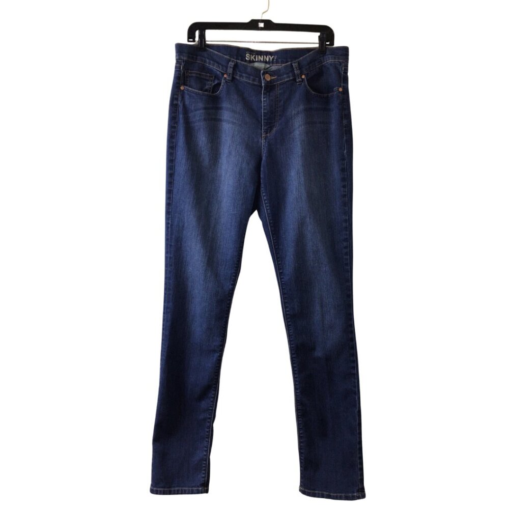 New York & Company Jeans Women’s 10 Tall Blue Skinny Leg Low Rise Denim Stretch